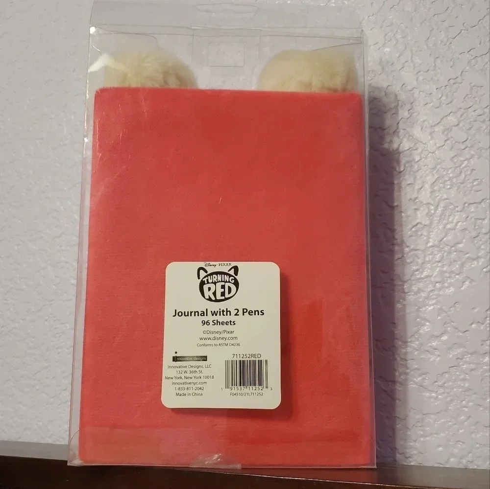 Disney Pixar Turning Red Panda Plush Journal with 2 Pom Pom Pens